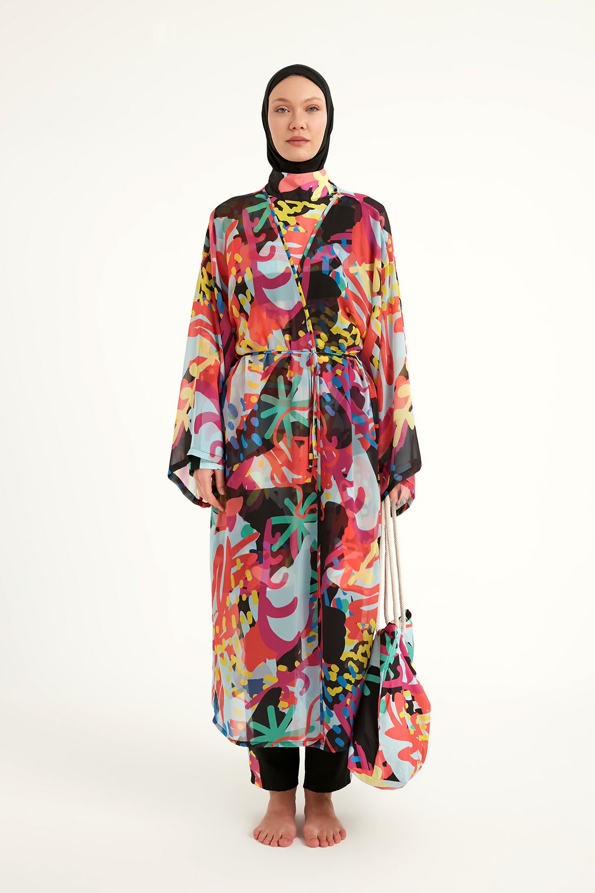 Rivamera Tropical Print Chiffon Kimono - RP2510