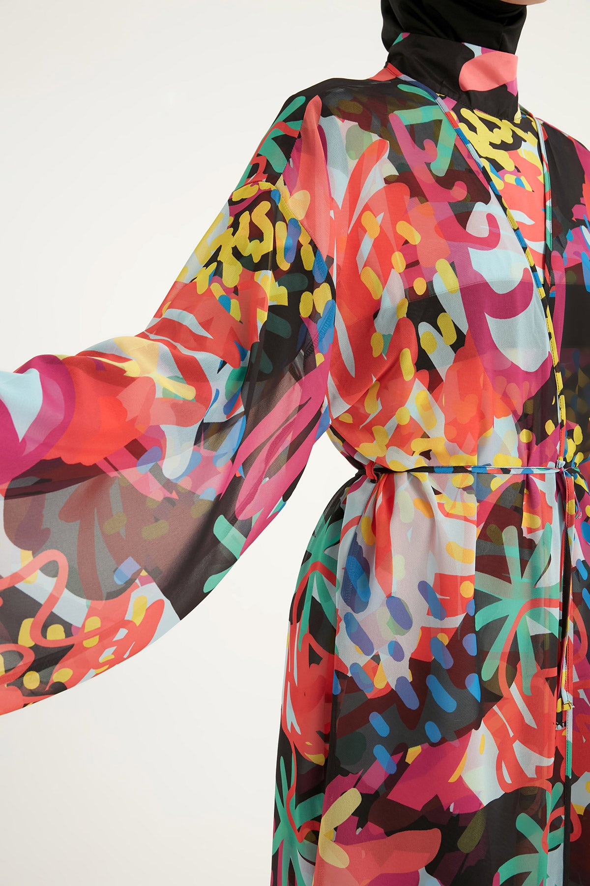 Rivamera Tropical Print Chiffon Kimono - RP2510