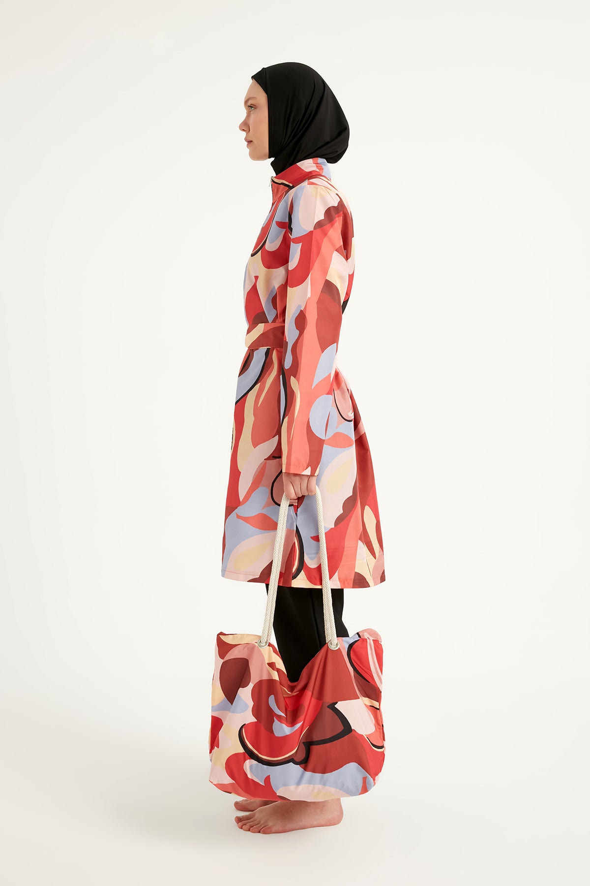 Black Full Coverage Modest Swimwear Set for Women R2515