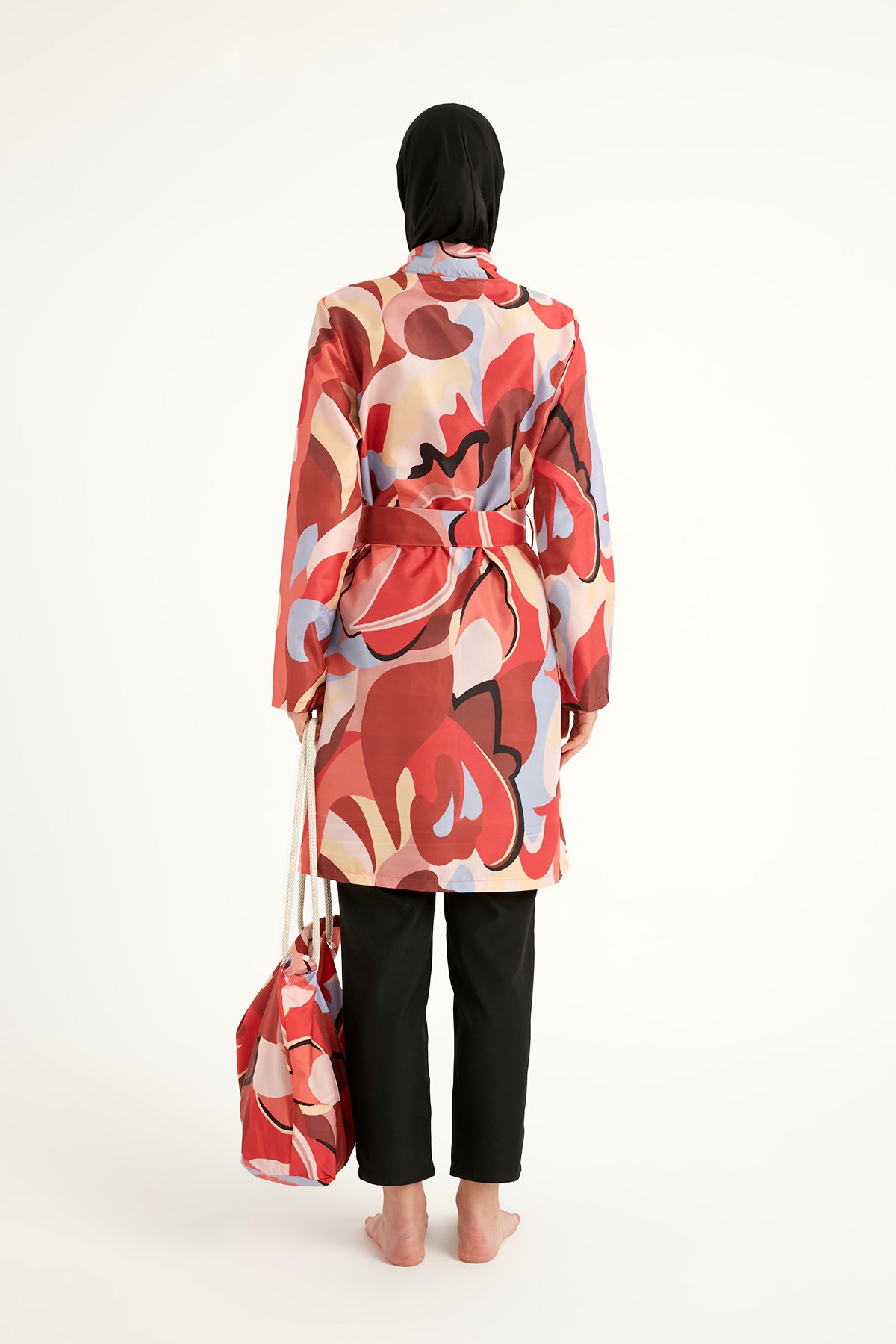 Black Full Coverage Modest Swimwear Set for Women R2515