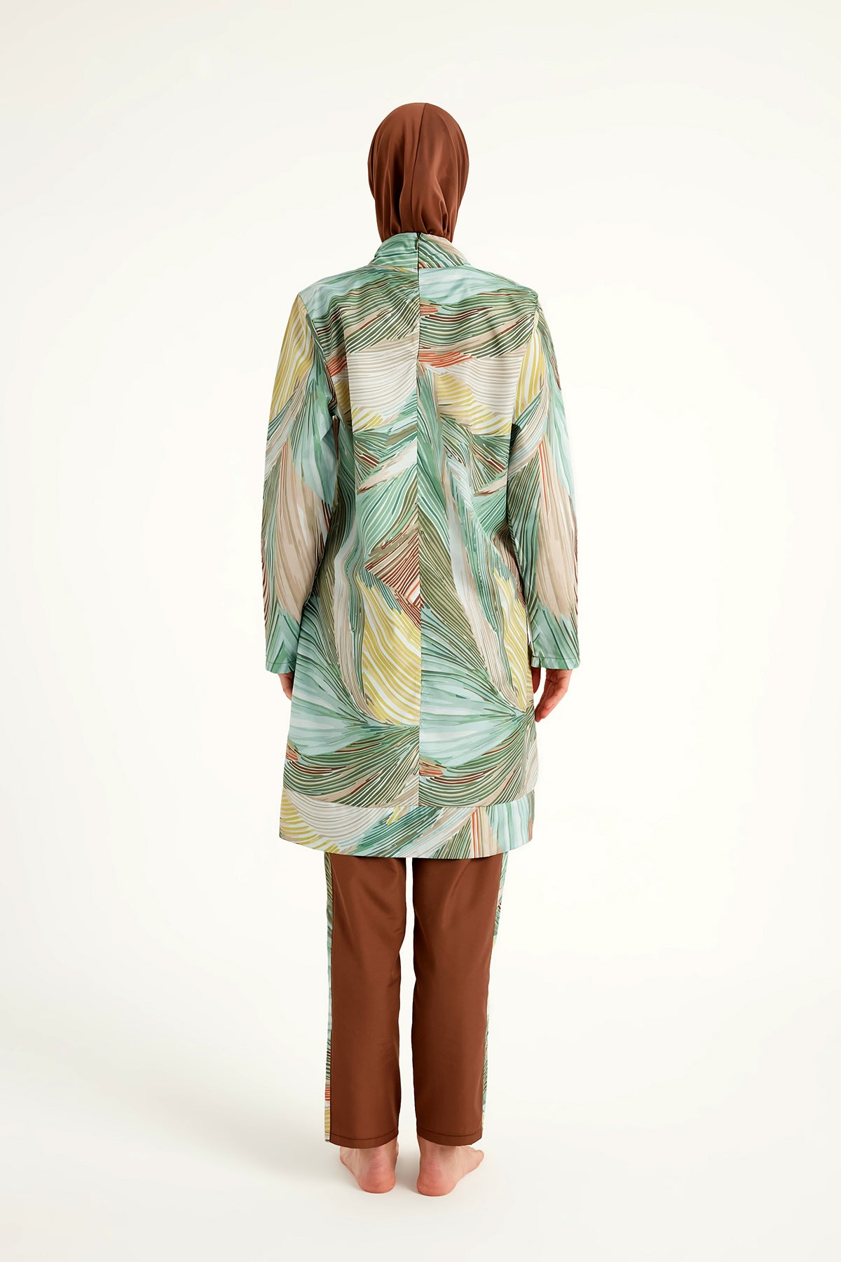 Brown Full Coverage Modest Swimwear Set for Women R2512