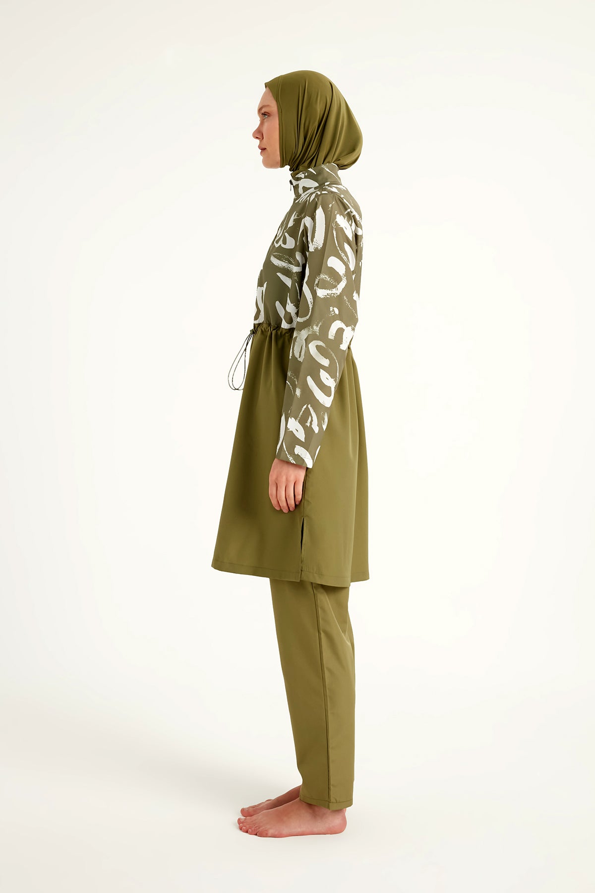 Green Full Coverage Modest Swimwear Set for Women R2506