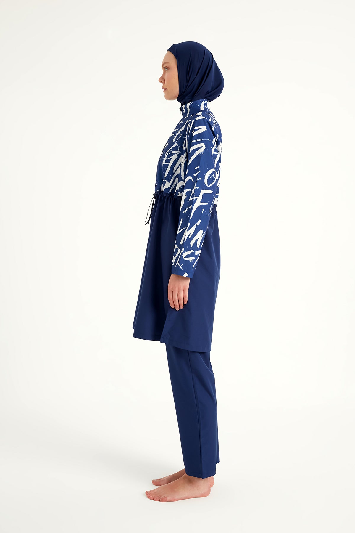 Navy Blue Full Coverage Modest Swimwear Set R2502