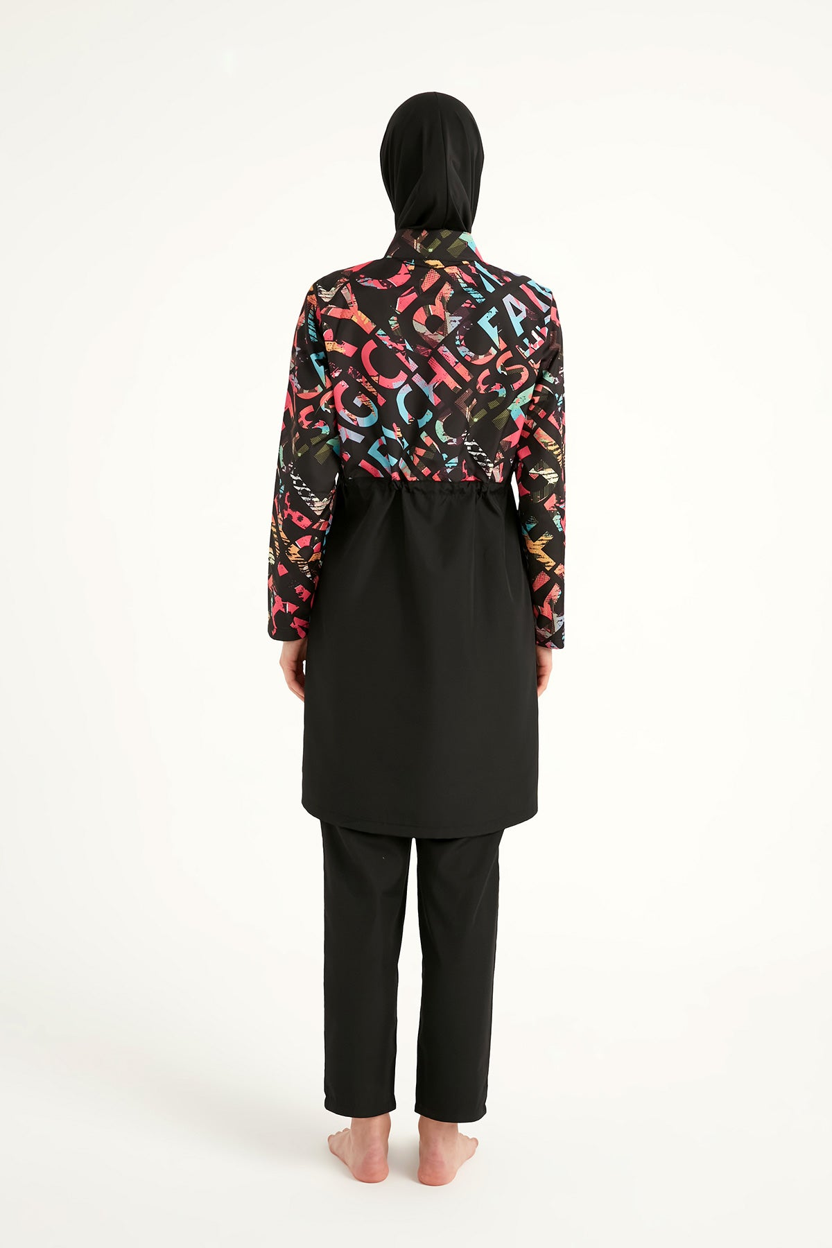 Black Full Coverage Swimsuit Set for Women R2507