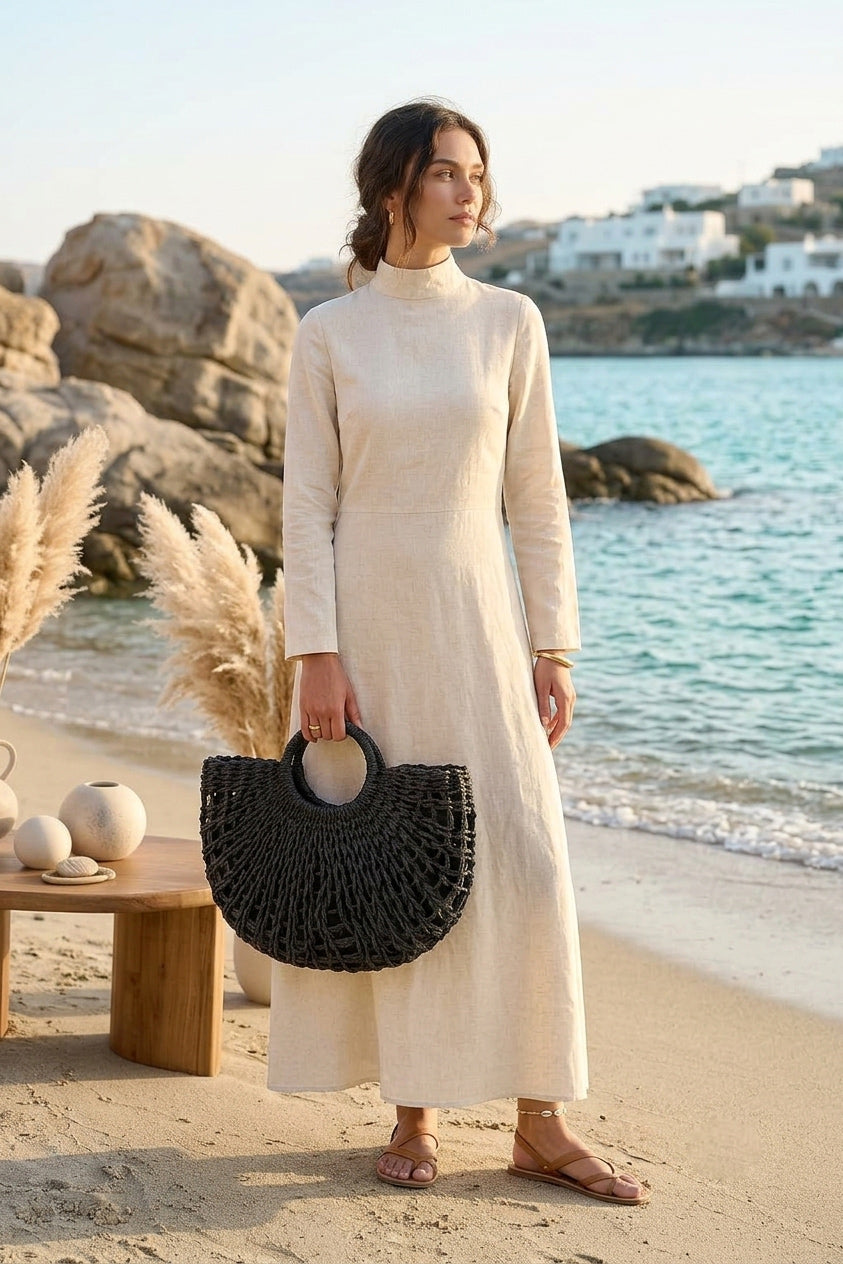 Half-Moon Black Straw Bag - CNT2601-2 الصورة الرئيسية