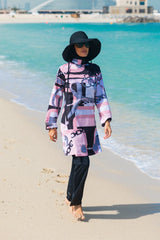 ملابس سباحة محتشمة بوركيني من الليكرا باللون الأسود M2315-1